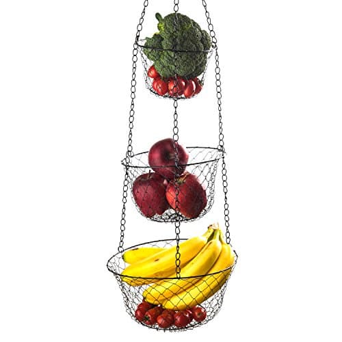Homebridge 3 Tier Height Adjustable Hanging Storage Basket Maximum Weight Load 10 Pounds.