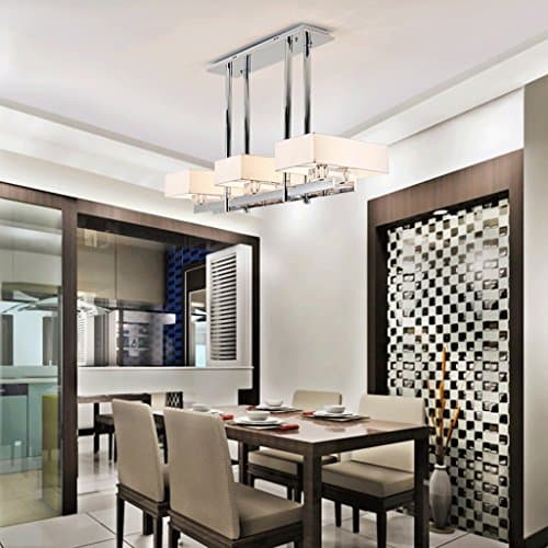 Postmodern Rectangular Chandelier Iron Art Lamp Body Linen Fabric Shade Crystal Accessories Fashion Minimalist Living Room Dining Room Personality Decorative Chandelier (Size : B)