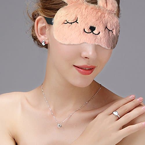 3D Cute Sleeping Rabbit Eye Mask with Reusable Gel Pad, Cold Hot SPA Therapy for Dry Eye and Puffy Eyes, Relaxing Your Eye (Free Ear Plugs) (Pink)