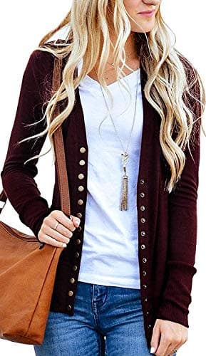 Women's S-3XL Solid Button Front Knitwears Long Sleeve Casual Cardigans
