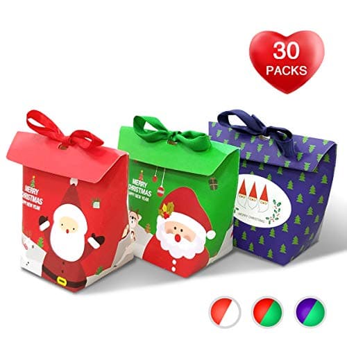 Christmas Candy Boxes,Small 3D Christmas Holiday Gift Box Set for Party Favors, Candy, Ornaments, Toys, Baked Goods and Games – 30 Pack