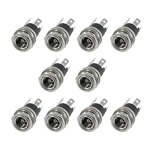 SINNRY 10 Pcs 3 Terminals DC Power Jack Socket Female Panel Mount Connector (5.5mmx2.1mm)