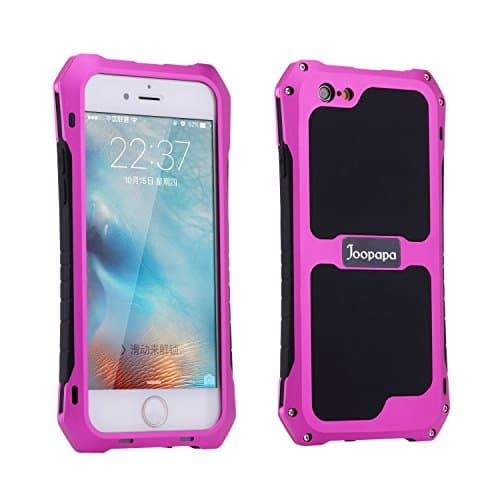 iPhone 6S Plus Case, iPhone 6 Plus Case, Joopapa Waterproof Shockproof Dustproof Aluminum Alloy Metal Gorilla Glass Cover Case for Apple iPhone 6S Plus / iPhone 6 Plus 5.5 Inch (Pink)