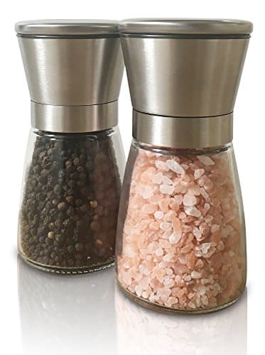Best Salt and Pepper Grinder Set with Adjustable Coarseness. Suitable for Use As Spice Grinders - Salt Mill and Pepper Mill with Smooth Glass Body