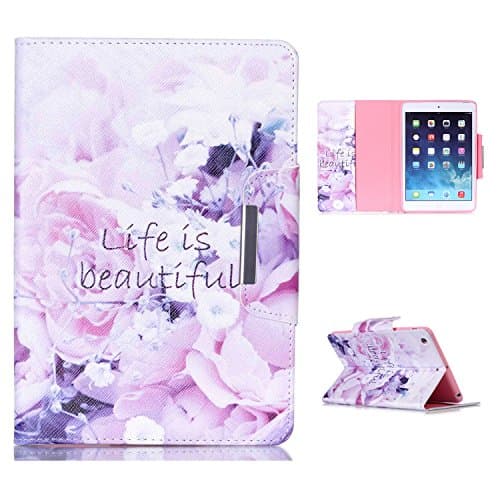 iPad Mini 1 / 2 /3 Case, Luckycheng Slim Fit Folio Smart Stand Case Premium PU Leather Cover with Auto Wake/Sleep Feature for Apple 7.9 inch iPad Mini 1/2/3 (2014) (beautiful life)