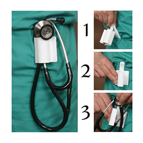 Koala~Qlip Stethoscope Holder Holster Clip ~ White