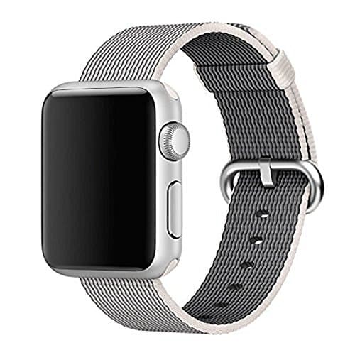Woven Nylon Fabric Wrist Strap Replacement Band with Classic Square Stainless Steel Buckle for Apple Watch iWatch Series 1 / 2,Sport & Edition,38mm,42mm (Gray 42mm)