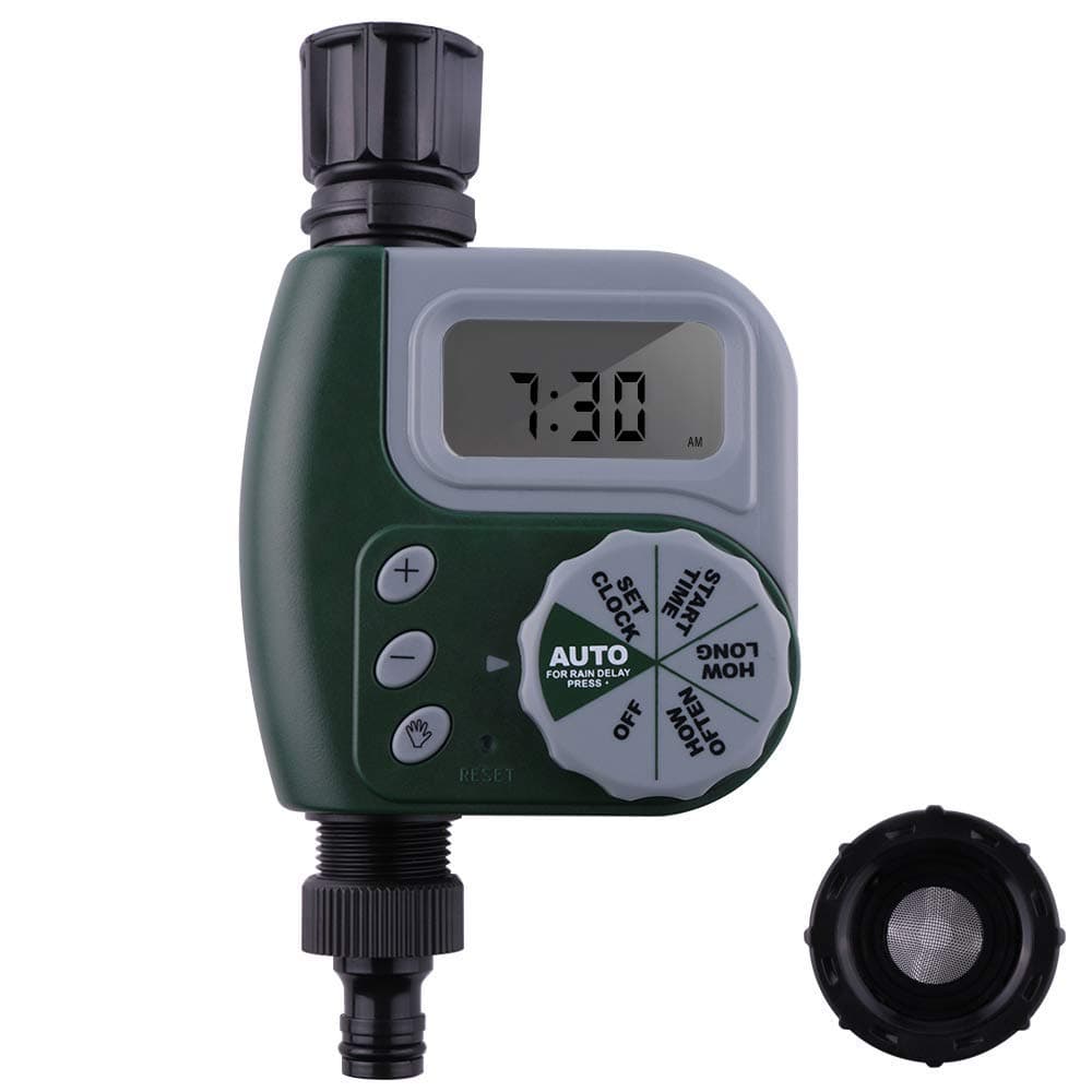 SIMENMAX Single Outlet Hose Faucet Timer Outdoor Waterproof Digital Programmable Automatic Timer with Rain Delay and Manual Control for Garden Irrigation