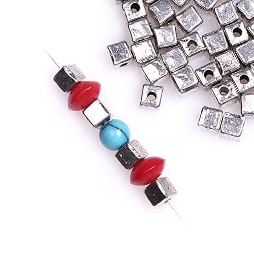 GEM-inside Rectangle Square Bali Style Metal Antique Tibetan Silver Findings Jewelry Spacer Beads