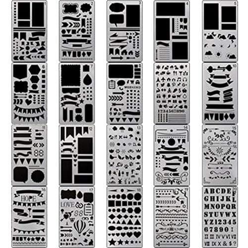 Bullet Journal Stencils, Coxeer 30PCS Planner Stencils Creative Plastic DIY Drawing Template Journal Stencil for Journal Notebook Diary Scrapbook DIY