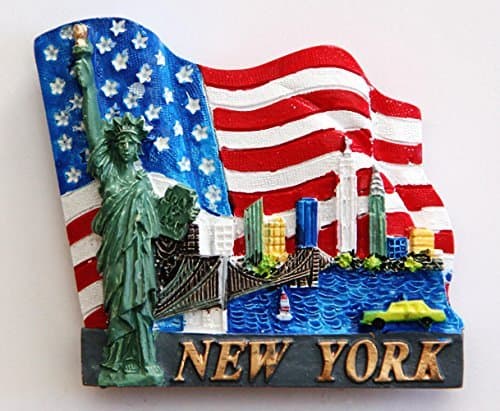 New York Flag and Skyline Poly Magnet 2.5x2