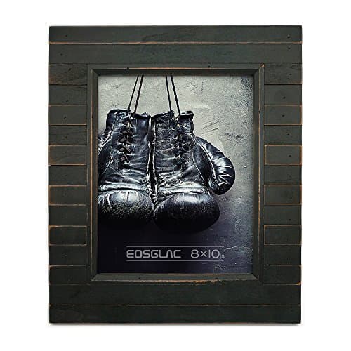 EosGlac Rustic Wooden Picture Frame, 8 x 10 Distressed finish Wood Plank Design, 100% Premium Handmade (8x10, Black)