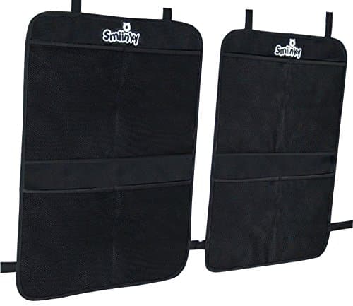 Kick Mats Plus 2 Extra Large Organizer Pockets - Deluxe Backseat Protector As Seat Covers for Car, SUV, Minivan or Truck - Vehicle Back Seats Kids Safety Accessories - Universal Automotive Protectors