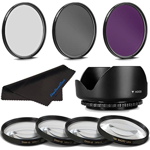 58MM Professional Macro & Lighting Filter Kit for Carl Zeiss Planar T 1,4/50, 58 mm CPL + UV + FLD + 4 Piece Close Up Kit & 58 mm Lens Hood, 58mm Filter Bundle