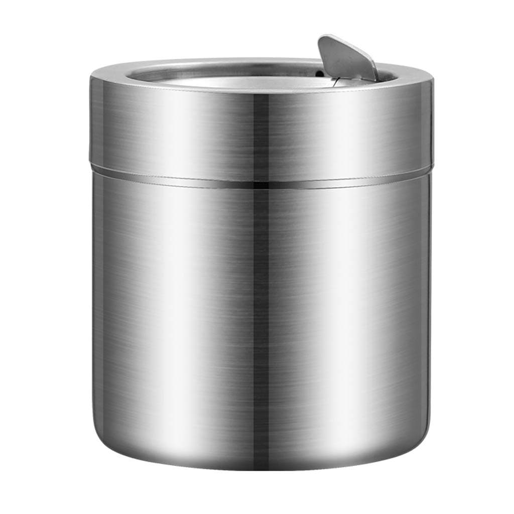 Qiulip Stainless Steel Desktop Mini Trash Bin Table Waste Garbage Can with Swing Lid Cover for Kitchen Office