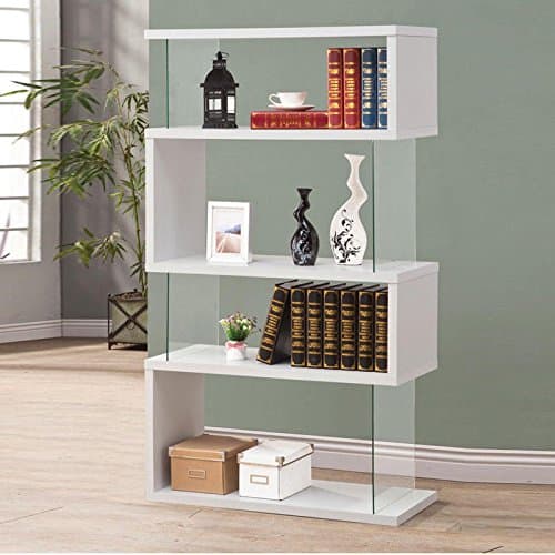 Wakrays Modern Long Floating Shelf Bookcase Asymmetrical Snaking Bookshelf (white)