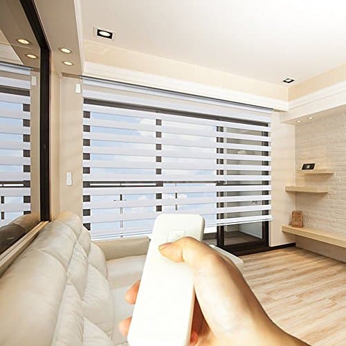 Godear Design Zebra Design Roller Window Shades, Motorized-Remote, Privacy Horizontal Blinds, 35" W x 72" H (White)