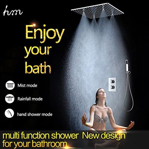 BL- Embedded box Concealed Thermostat Shower set with 20"Shower Head Rainfall Mist Spray SPA Hand Shower Head