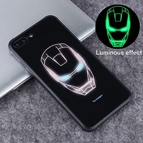 TYYM Marvel Model Iron Man Luminous Glass Phone Case, Mobile Hard Case, For Iphone 7p/8p/x/xs/xr/max B-iphone 7P