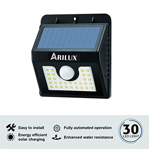 Solar Lights, ARILUX 30 LED Motion Sensor Wall Light Outdoor Weatherproof Wireless Security Lighting Nightlight for Driveway, Garden, Back Door, Fence, Patio