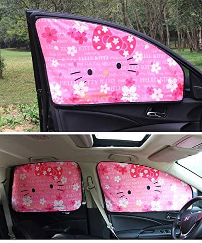 Carmen Magnetic Car Sun Visor Window Curtains Screen Auto Windshield Sunshades Heat Shield Shade Block Universal Fit for Baby Kids Women Men UV Rays Protector - 4 pcs/Set (Pink)