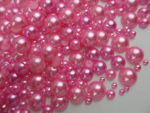 1000pcs Mixed Size 2-10mm Half Round Flatback Imitation Pearls ABS Resin beads (pink)