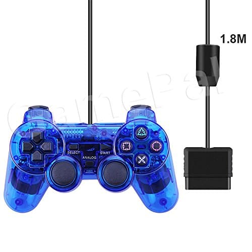 PlayStation 2 Controller, GamePal Double Shock Gamepad for Sony PS2, Wired (Blue)