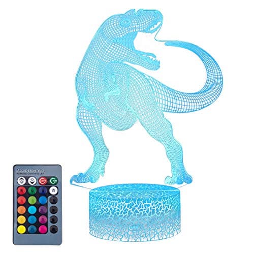 Koyya 3D Dinosaur Night Light Decorative LED Bedside Desk Table Lamp 3D Illusion Light - USB Power/7 Colors Changing/Touch Switch for Kids Room Birthday Gifts Toys Boys Child