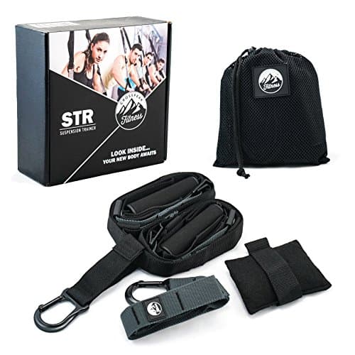 STR Suspension Training Kit - Complete Workout Resistance Straps Trainer System for Home or Travel - 1 Complete Kit with Door Anchor