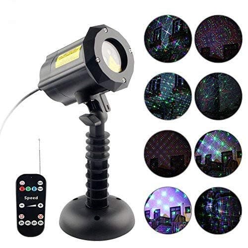 Imbeang 8 Pattern Garden Laser Light, Moving Red,Green and Blue Light with RF Remote Control and Security Lock Waterproof Outdoor Laser Christmas Light Projector for Party,House,Holiday,Halloween