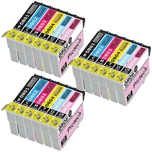 Pictech Replacement for Epson T0807 Ink Cartridges for Epson Stylus Photo R265 R285 R360 RX560 RX585 RX685 P50 PX650W PX700W PX710W PX800FW PX810W (3 Sets (18 Pack)