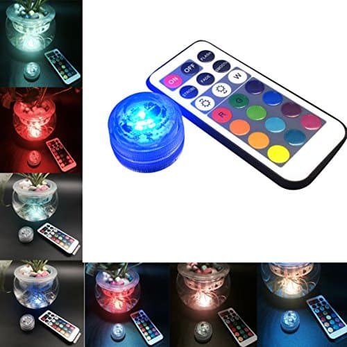 SHYKJ Diving LED Remote Control Llight, Multi-color Waterproof Light With Sucker Wireless Remote Control 10-LED Flawless Candle Reusable Party Vase Christmas Decoration (1 pack)