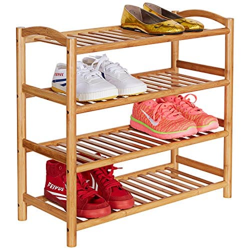 Basics Hardware Shoe Rack, Shoe Shelf Storage Organizer, Made of Natural Bamboo
