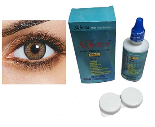 Skhoza Monthly Coloured Contact Lens Zero Power Combo Pack of Solution Storage Box (Hazel)