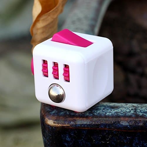 Fidget Cube Creative 6 Sides Dice Mini Magic Cube Anti anxiety and decompression Toy (White-Pink)