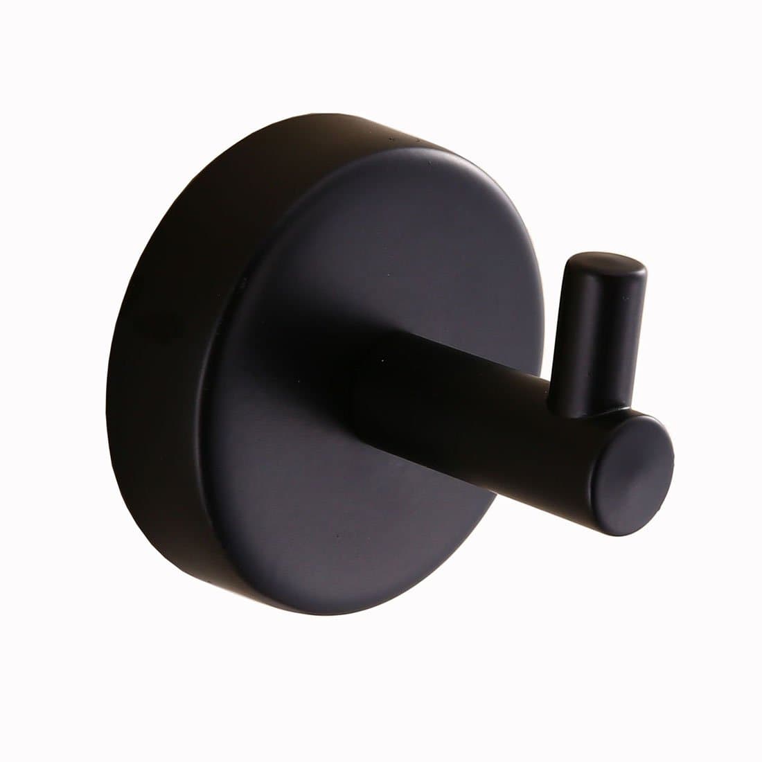 QiuQiu Kitchen Wall Mounted Round Base Towel Hooks Coat Black Finished Robe Hooks Stainless Steel Bathroom Accessories