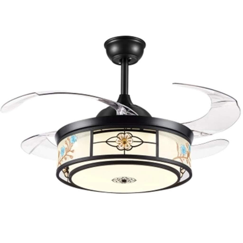 Ceiling fans with lights Modern Ceiling Fan Light Dinning Room Bedroom Light Modern LED Dimming Invisible Ceiling Fan Light Ceiling Lamp fan light (Color : Black, Size : Remote control)