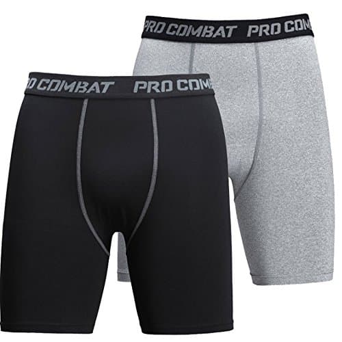Siboya Men's Quick-Dry Workout Training Athletic Compression Shorts (gray1 & black1, S)