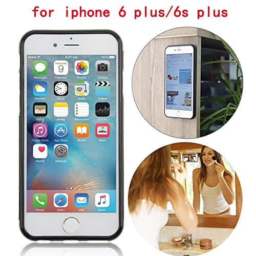 Accessory Crunch Anti-Gravity Selfie Case for iPhone 6/6S Plus, Hands Free Nano Suction Stick to Glass, Tile, Car GPS, Most Smooth Surface (Black 5.5")