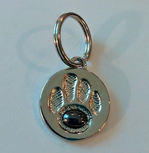 Handcrafted Silver Dog ID tag with Authentic Hematite Gemstone Small, Pet Tags, Cat Tags, Pet Charms, Gifts, Healing Tags