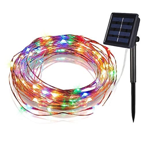 Solar String Lights 33ft Fairy Light Geefawa 100 LED Waterproof 8 Modes Starry Copper Wire String Lights for Indoor Bedroom Party Patio Garden Yard Multi-Color