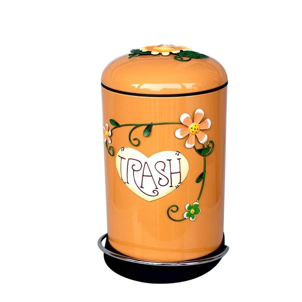 NYKK Recycler Bin/Garbage Container Bin 8L Capacity Trash Can with Cover Mute Pedal Trash Can Suitable for Living Room Bedroom Children's Room Trash Hideaway/Outdoor Dustbins (Color : Orange)