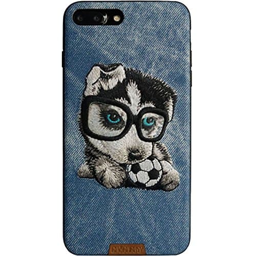MayAi iPhone 7 Case Cute Husky Dog Embroidered, iPhone 8 Case Silicone, Leather Resistant Back Cover, Soft Touch Slim Fit Flexible TPU Case for iPhone 6