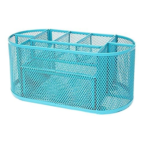 Desk Tidy Mesh Set Office Organiser Tray Multi-functional Pencil Pot Suitable For Stuffs And School Teacher Or Students. (blue)