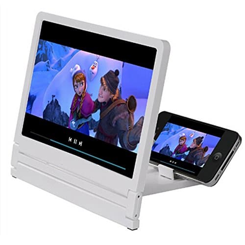BreaDeep Mobile Phone Screen Magnifier HD Video Amplifier with Practical Phone Bracket Stand Holder for Smartphones (White)