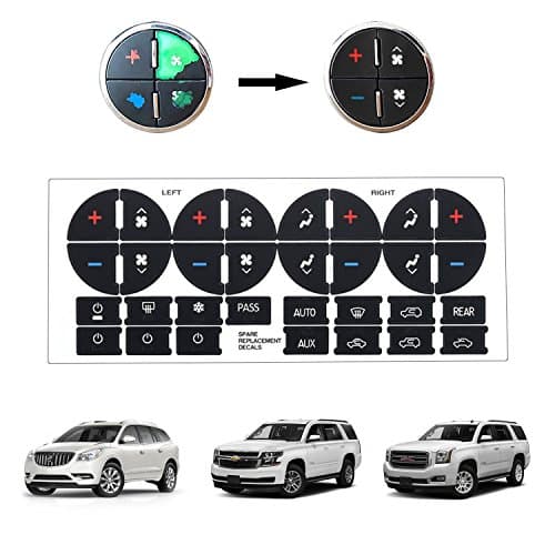 BORUD AC Button Repair Kit for Chevy Silverado, 1PCS AC Dash Button Replacement Decals Strong Adhesive Stickers - Fix Ruined Faded Car A/C Controls Buttons for GMC Buick Chevrolet Chevy Vehicle