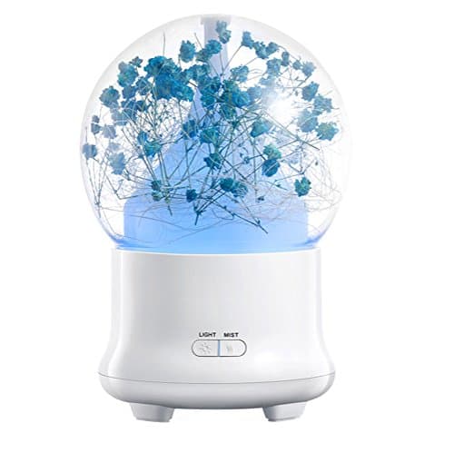 Bixshell Essential Diffuser, 100ml Aroma Essential Cool Mist Humidifier with Adjustable Mist Mode, Waterless Auto Shut-off and Eternal Flower LED Lights Changing for Home Office Baby (Navy Blue)