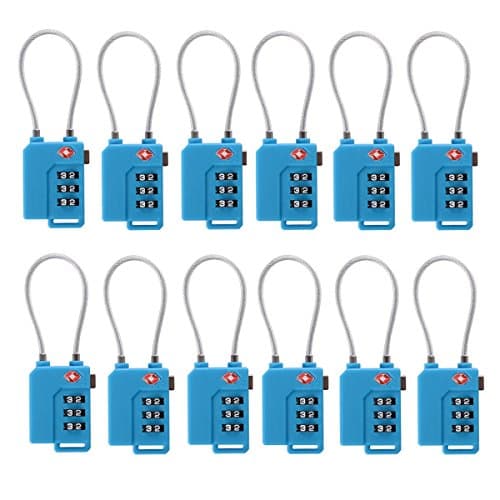Newtion Tsa Approved 3 Digit Luggage Locks Cable TSA Combination Padlocks Travel Lock For Travel Safety and Security 12 pack (Blue)