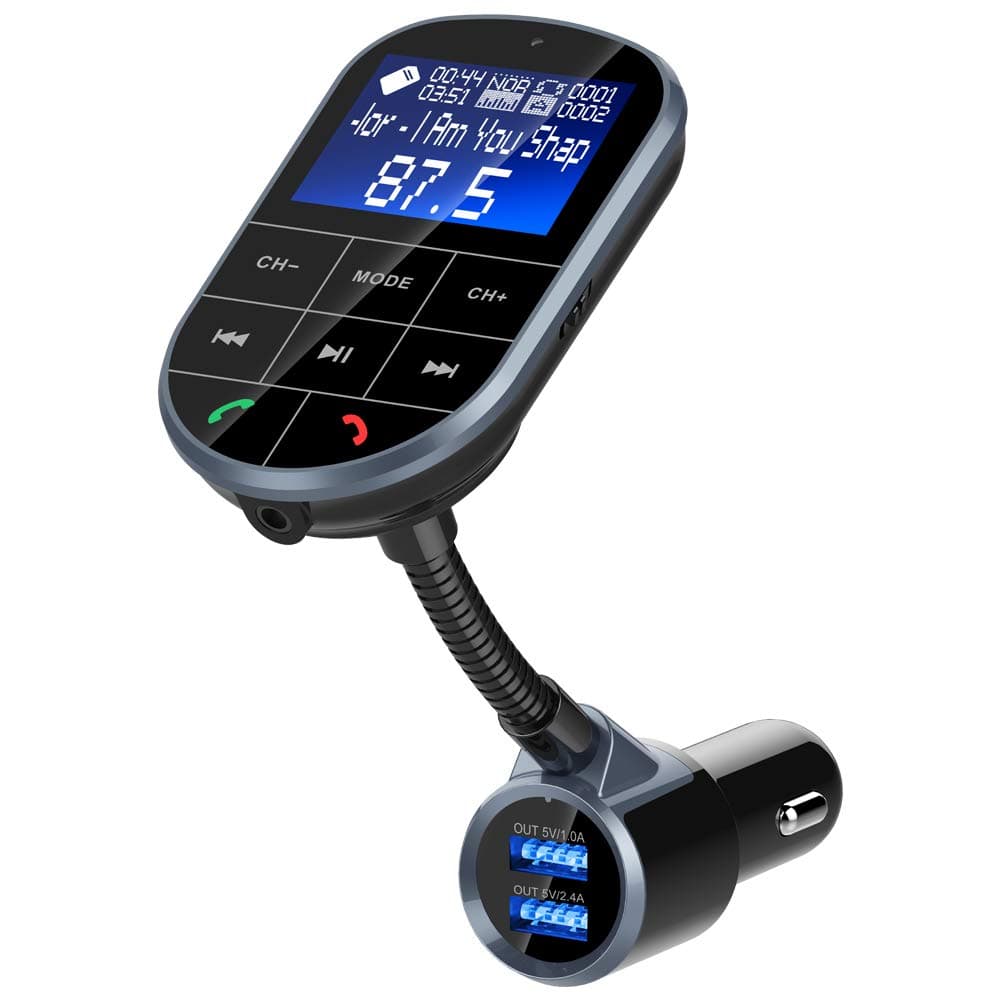 HIPPIH Bluetooth FM Transmitter for Car, Wireless FM Transmitter Receiver, 5V/3.4A Dual USB Car Charger, FM Radio Transmitter with Hands-Free Calling, Support TF Card & U Disk