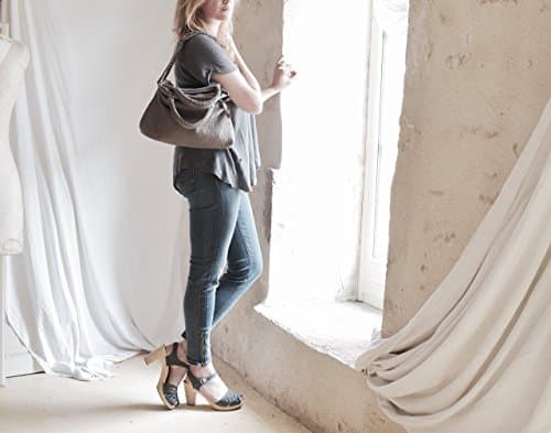 Grey Leather Top Handled Handbag with Braiding and Front Pocket. Urban Rock Chick Boho.Grey or Black